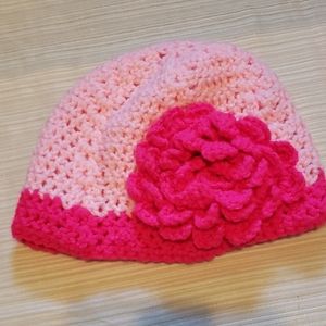 Hand-knitted flower beanie